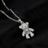 Wholesale New Copper Micro-inlaid Zircon Cute Bear Pendant Golden Necklace Wholesale