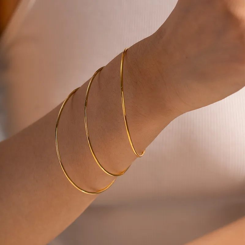 Wholesale Streetwear Korean Style Solid Color 304 Stainless Steel Bangle In Bulk