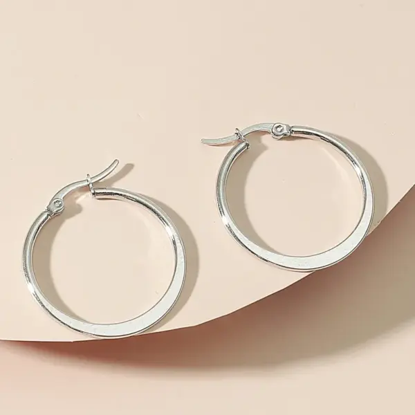 PVD Coated 14K Gold Plated Solid Color Stainless Steel Fashion Waterproof Non Tarnish Hoop Earrings