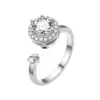 Wholesale Fashion Flower Copper Plating Inlay Zircon Open Ring 1 Piece