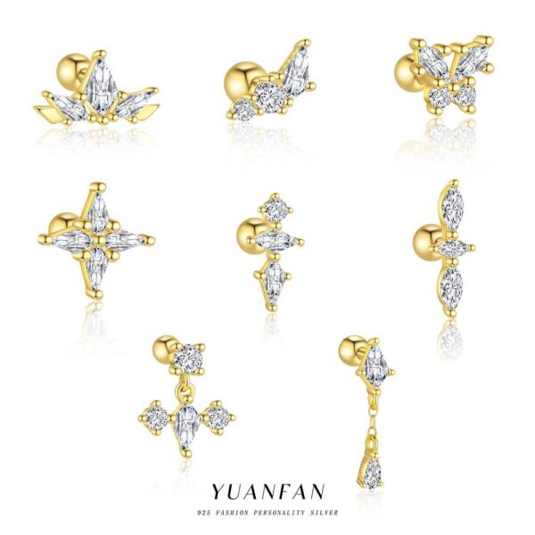 Wholesale Zircon round head earrings