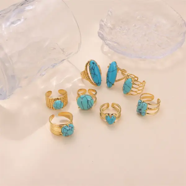 Wholesale PVD Coated 18K Gold Plated Oval Stainless Steel Vintage Style Bridal French Style Open Rings
