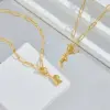 Copper 14K Gold Plated Fashion Plating Letter Pendant Necklace