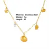 304 Stainless Steel Star Bow Knot Shell PVD Coated Pearl 18K Real Gold Plated Cute Sweet Waterproof Non Tarnish Hollow Out Inlay Cuban Link Chain Snake Chain Gold Pendant Necklace