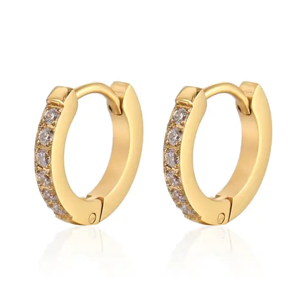 Wholesale Fashion Geometric Gold Plated 304 Stainless Steel Rhinestones 18K Gold Plated Stainless Steel Earrings