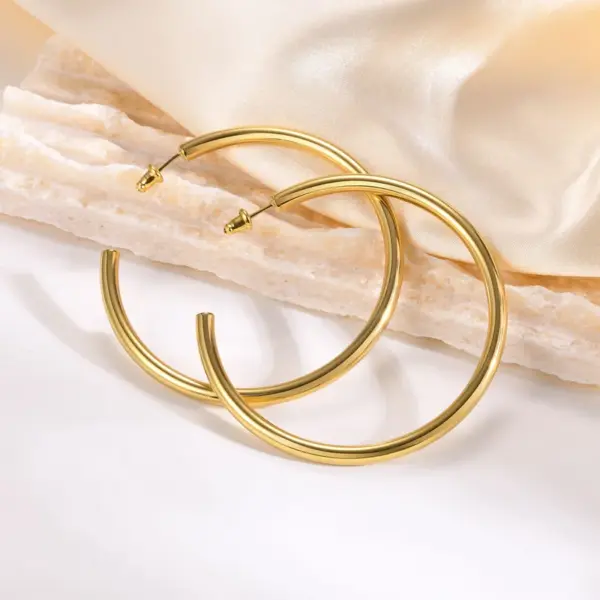 1 Pair Simple Style Solid Color 304 Stainless Steel Gold Plated Stainless Steel Earrings