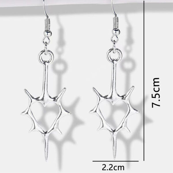 oly-2630b55c93f1f48743f86954f1d127ec Wholesale Hollow spiny heart earrings Y2K punk hollow spiny heart headphones