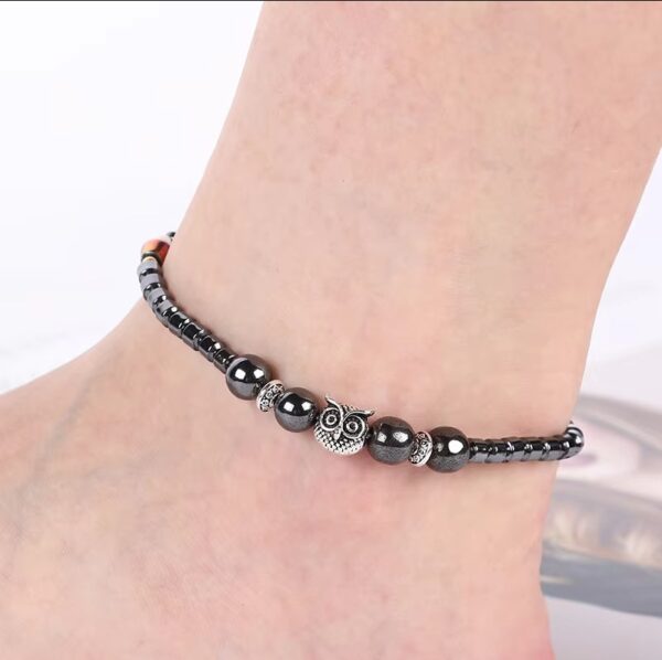 Wholesale Amazon Hot Selling anklet AB Color Black Gallstone anklet Women's Beach Holiday Style Handmade Beaded Owl anklet Women