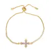 Fashion Simple Style Cross Copper Plating Inlay Zircon 18k Gold Plated Bracelets