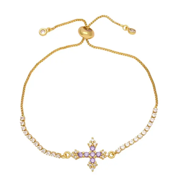Fashion Simple Style Cross Copper Plating Inlay Zircon 18k Gold Plated Bracelets