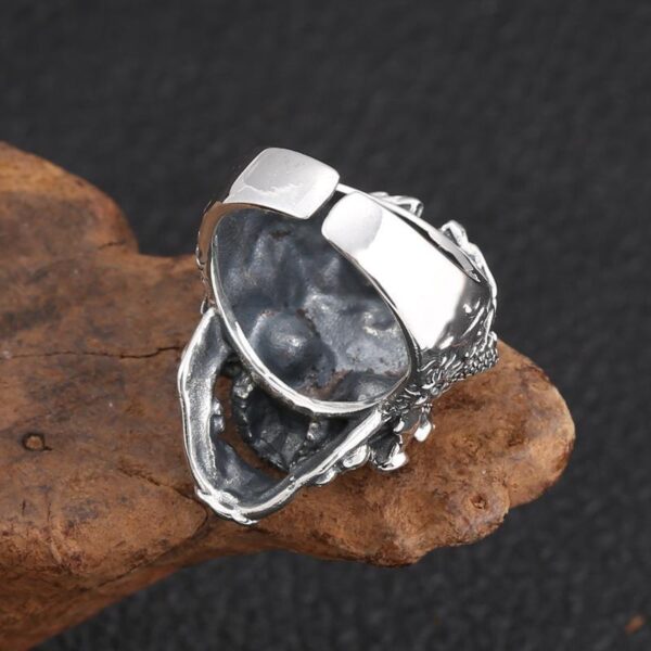 Wholesale Retro Thai silver exaggerated domineering skull finger ring Thai silver men's opening adjustment ring personality popular