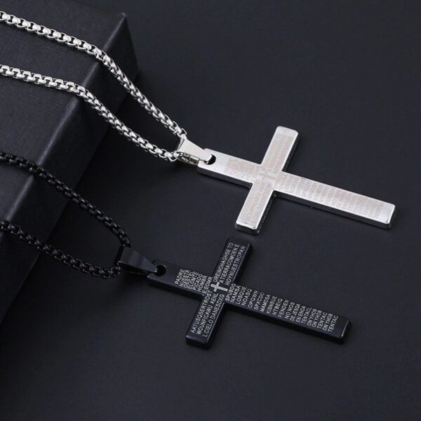 Wholesale European and American New Cross Necklace Men's Scripture Neutral Style Hip Hop Pendant Pendant Necklace Women's Jewelry