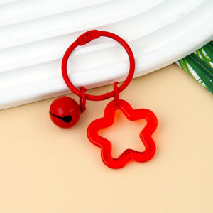 Red transparent five-pointed star 3cm circlip 14mm bell