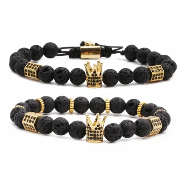 Wholesale Fashion Crown Copper Natural Stone Bracelet In Bulk