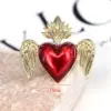 Wholesale Copper Inlay Heart Shape Wings Zircon Open Rings