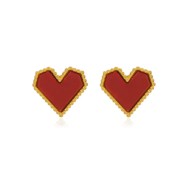 PVD Coated 18K Gold Plated Heart Shape 304 Stainless Steel IG Style Simple Style Waterproof Non Tarnish 304 Stainless Steel Earrings Necklace