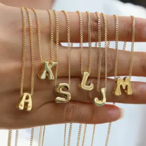 Popular 18K Brass Glossy DIY Name Bracelet Necklace 26 English Letters Pendant Parts