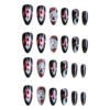 Wholesale Clown Almond Nail Tips Halloween Face Blood Drop Striped Diamond Pattern Nail Wearing