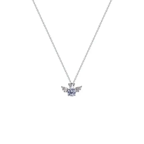 Wholesale Modern Style Geometric Heart Shape Bow Knot Titanium Steel Copper Plating Inlay Zircon Pendant Necklace
