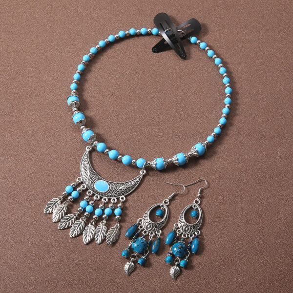 Wholesale Bohemian retro ethnic style European and American ancient silver earrings goddess jewelry face slimming earrings tassel long earrings