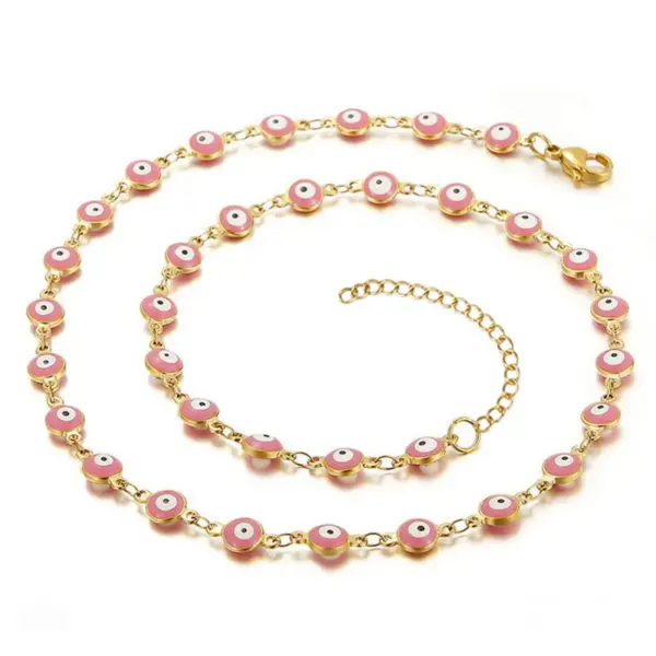 Wholesale Jewelry Fashion Devil'S Eye 304 Stainless Steel 18K Gold Plated Enamel Stainless Steel Jewelry Sets