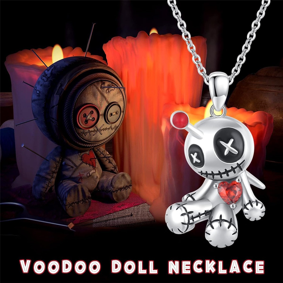 Wholesale Cross-border New Cursed Doll Necklace European and American Dark Gothic Style Creative Pendant Jewelry Gift