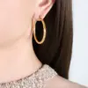 Wholesale 304 Stainless Steel Twist PVD Coated 18K Gold Plated Real Gold Plated 18K Gold Exaggerated Simple Style Waterproof Non Tarnish Plating Gold Silver Earrings