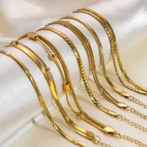 Wholesale PVD Coated Real Gold Plated Waves 304 Stainless Steel Retro Waterproof Non Tarnish 304 Stainless Steel Bracelets