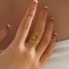 Wholesale Ion Plating (IP) 18K Gold Plated Lines 304 Stainless Steel Artistic Waterproof Non Tarnish Open Rings