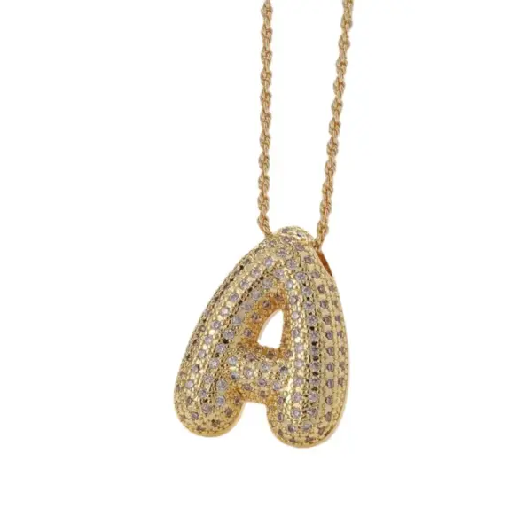 Wholesale Jewelry IG Style Letter Copper Zircon Inlay Pendant Necklace