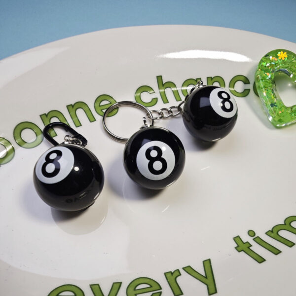 Wholesale Cross-Border Popular Billiards Black 8 with Simulated Billiards Accessories Creative Mini Black Eight Keychain Pendant DIY Jewelry Accessories