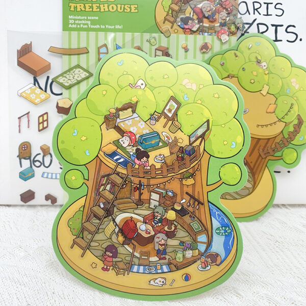 Wholesale Cartoon Big Tree Bookstore Landscaping Stickers Visual 3D Microscopic World Creative DIY Decompression Toy Stickers
