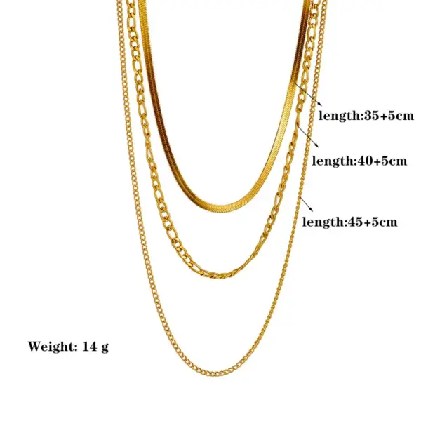 PVD Coated Real Gold Plated 18K Gold Solid Color 304 Stainless Steel Vintage Style Waterproof Non Tarnish 304 Stainless Steel Layered Necklaces