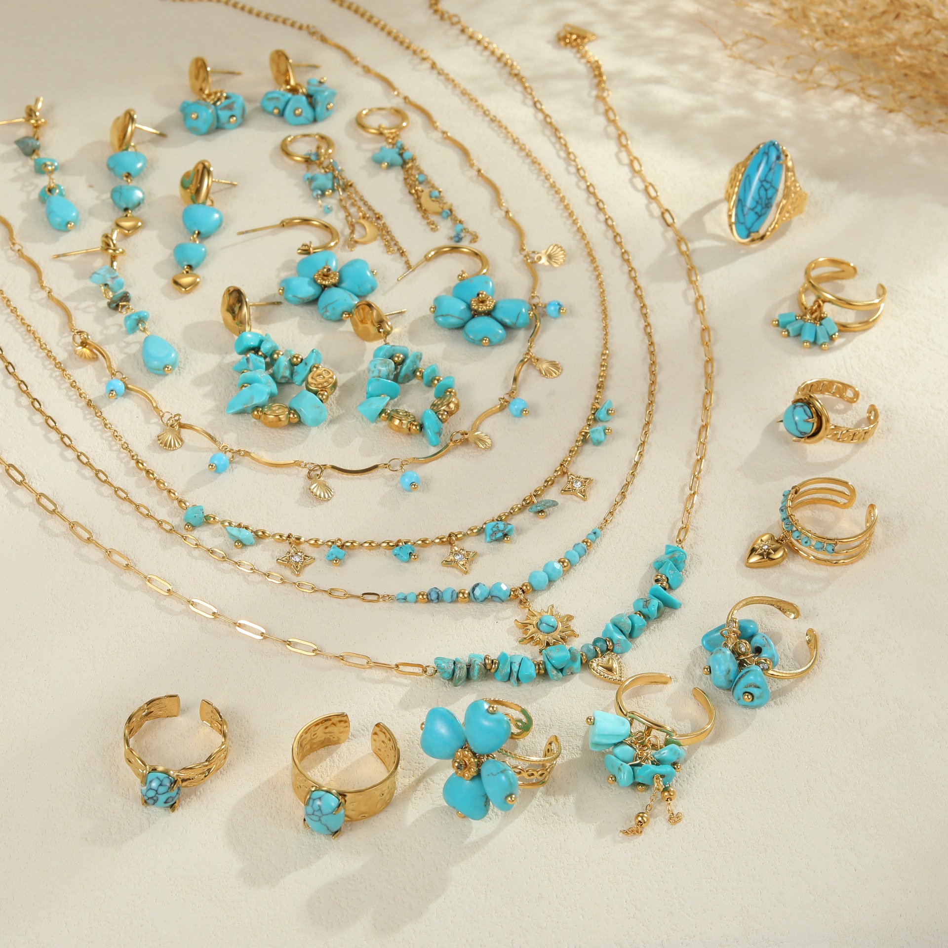 Wholesale Turquoise natural stone necklace