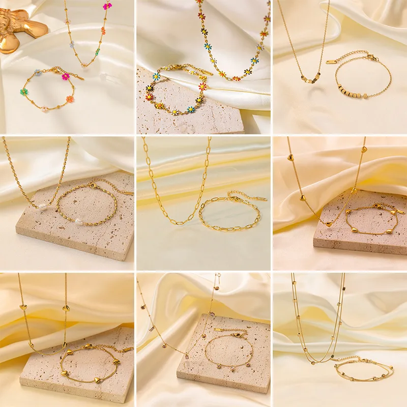 Wholesale Jewelry Elegant Streetwear Heart Shape Butterfly Titanium Steel Plating Bracelets Necklace