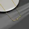 Wholesale 304 Stainless Steel Geometric PVD Coated Zircon 18K Real Gold Plated Simple Style Waterproof Non Tarnish Inlay Cable Chain Necklace