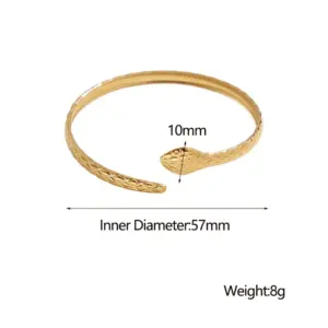Wholesale Fashion Snake 304 Stainless Steel 18K Gold Plated Stainless Steel Bracelets In Bulk