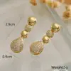Wholesale 1 Pair Retro Simple Style Commute Round Water Droplets Inlay Copper Zircon 18K Gold Plated Drop Earrings