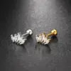 Wholesale 1 Piece Simple Style Leaf Inlay Copper Zircon Ear Studs