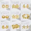 304 Stainless Steel Flower PVD Coated Real Gold Plated 18K Gold Vintage Style Simple Style Waterproof Non Tarnish Ear Studs