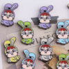Wholesale DIY Cartoon Colorful Rabbit Alloy Straight Hole Loose Beads