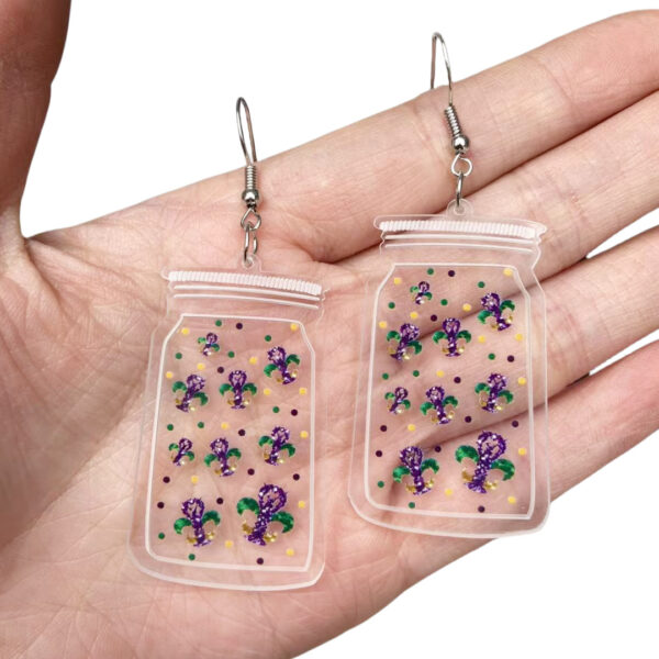 Wholesale Cross Border Acrylic Small Bottle Printed Earrings Clown Hat Lobster Lips Mask Carnival Party Earrings