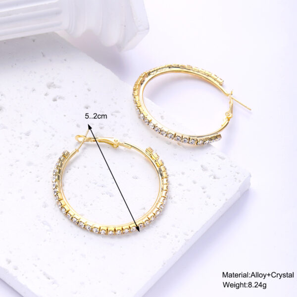 Wholesale European and American Cross-Border Hot-Selling Exaggerated Personalized Earrings Geometric Dot Diamond Large Hoop Earrings Earrings