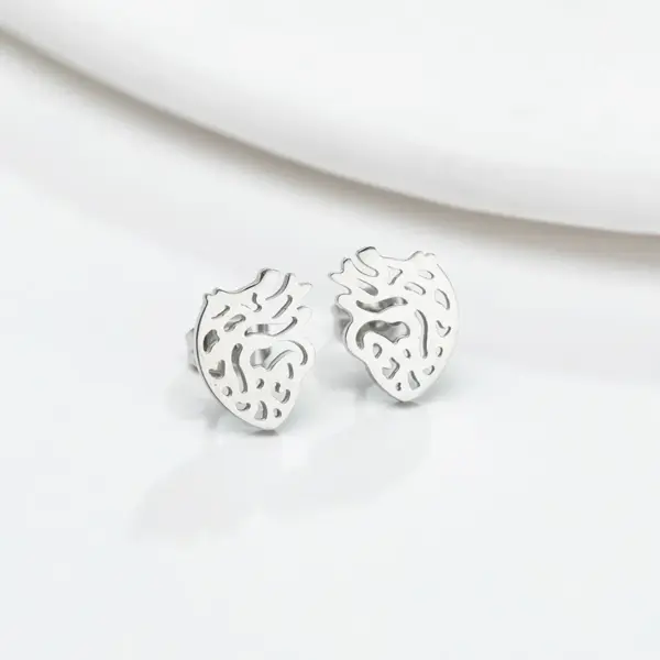 Wholesale PVD Coated 18K Gold Real Gold Plated Heart 304 Stainless Steel Simple Style Waterproof Non Tarnish Ear Studs