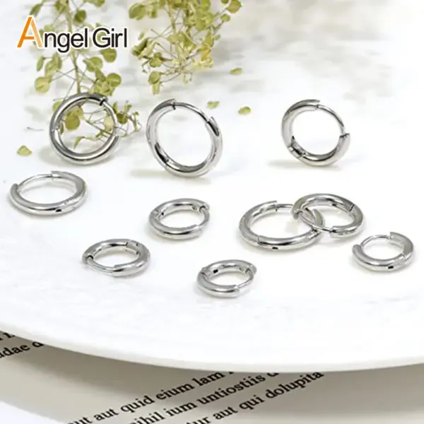 Fashion 18K Vacuum Plated 316L Stainless Steel Hoop Earrings Wear-resistant Color-retaining Stud Earrings Geometric Pattern Jewelry
