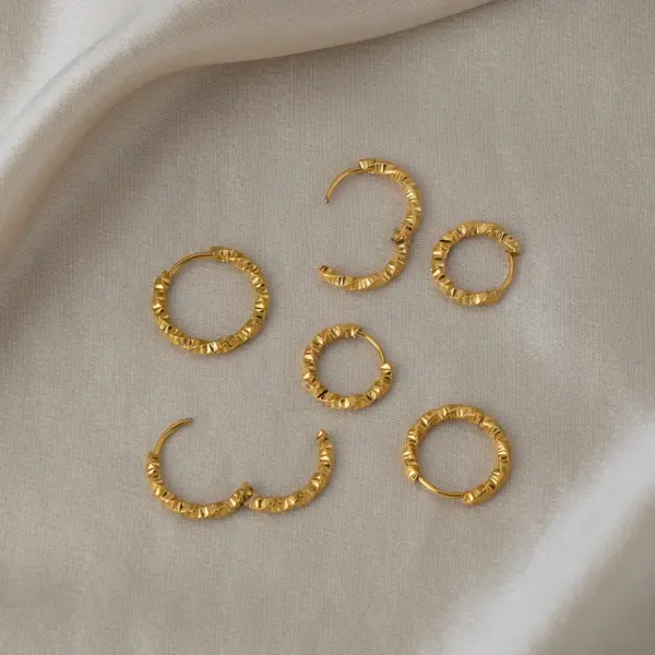 PVD Coated Real Gold Plated 18K Gold Twist 304 Stainless Steel IG Style Preppy Style Streetwear Waterproof Non Tarnish Hoop Earrings