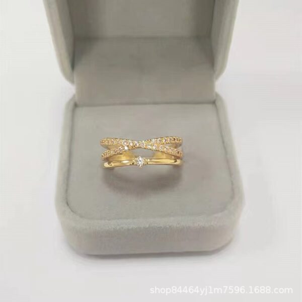 oly-26941cf3158f758adf862d8dff341604 Wholesale Personalized niche female adjustable open fashion cross double layer zircon ring female Korean fashion index finger ring