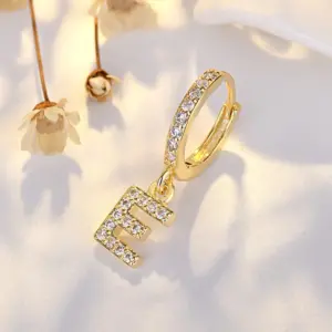 Ear Clip Letters E (14K Yellow Gold) / Copper Plating 14K Real Gold