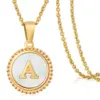 Wholesale PVD Coated 18K Gold Plated Letter Stainless Steel Casual Waterproof Non Tarnish 304 Stainless Steel Lobster Trigger Clasp Closure Pendant Necklace