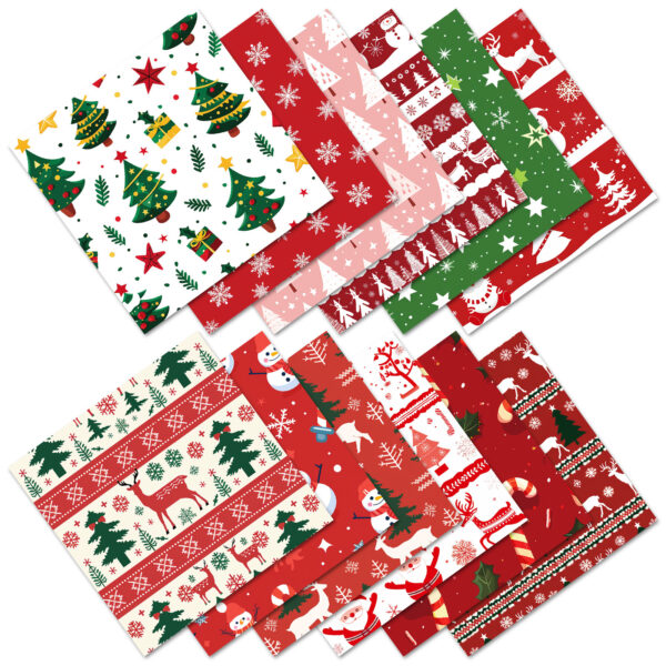 oly-26a574a5ab1ae34f12b908b07b8fe558 Wholesale 12 Sheets/Pack Christmas Material Paper, Gift Exchange Decorative Paper, Base Paper, Christmas Tree DIY Paper-Cut Material Pack